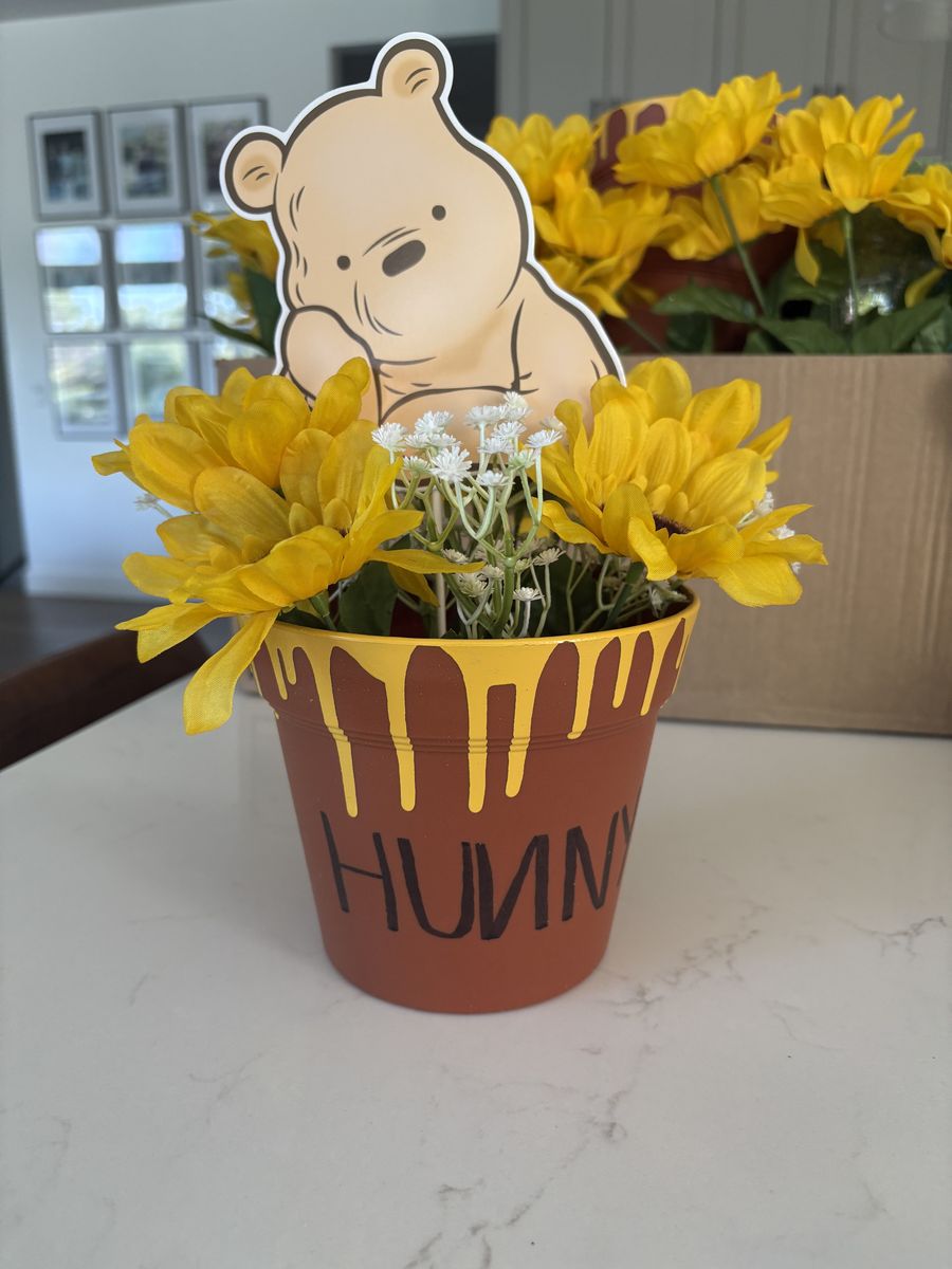 Handmade baby shower Winnie the Pooh centerpieces