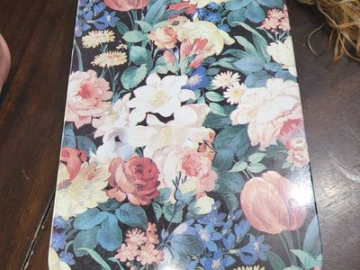 Vintage Floral Rectangular Tin Box - Ornate Flower Design Storage Container