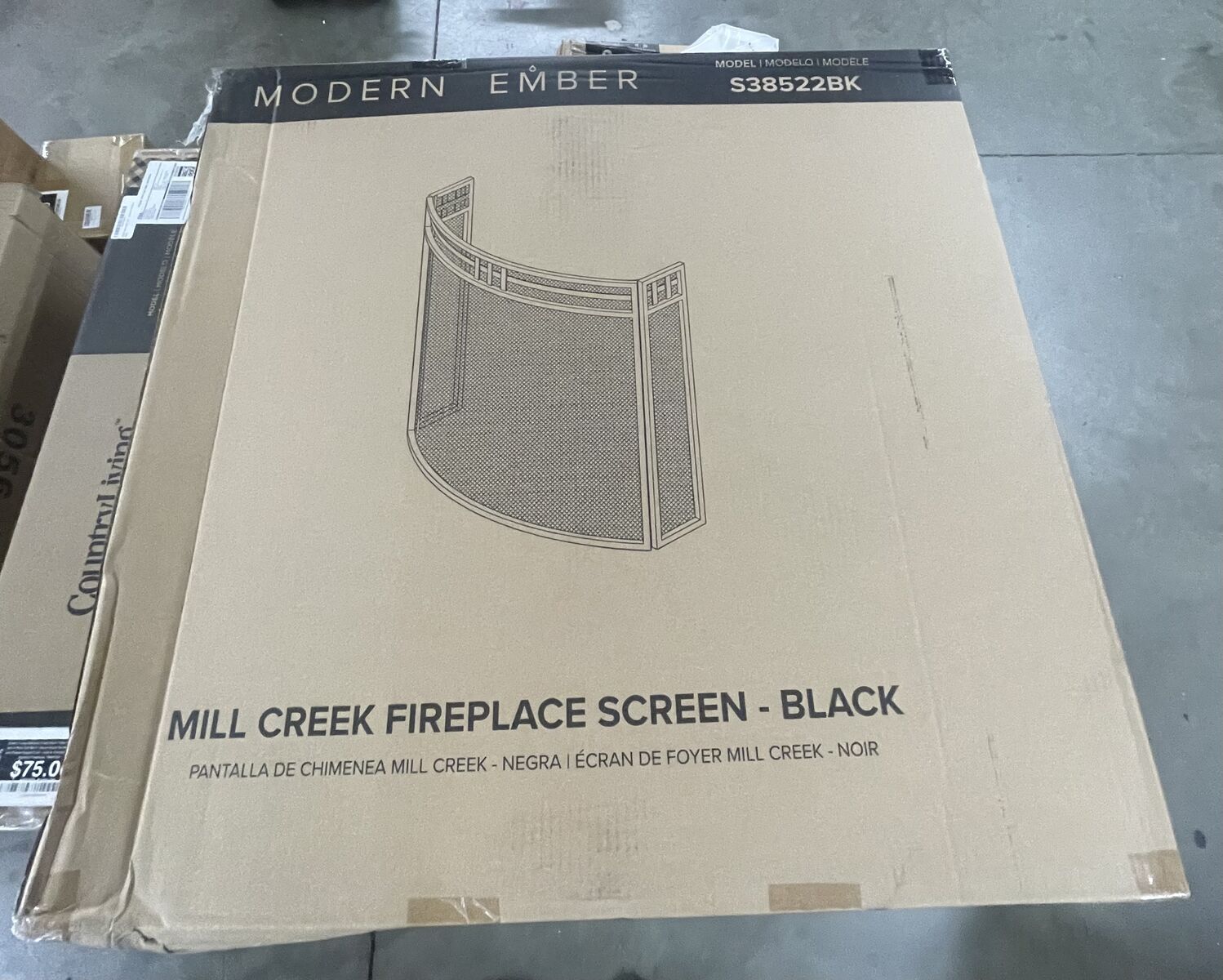 Modern Ember Mill Creek 3-Panel Mesh Fireplace Screen