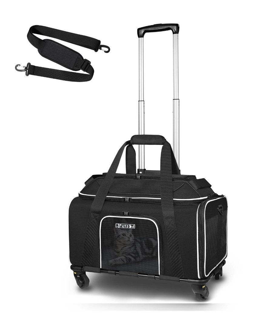 Top-Expandable Pet Carrier with Wheels 17x12x8.5 Inches