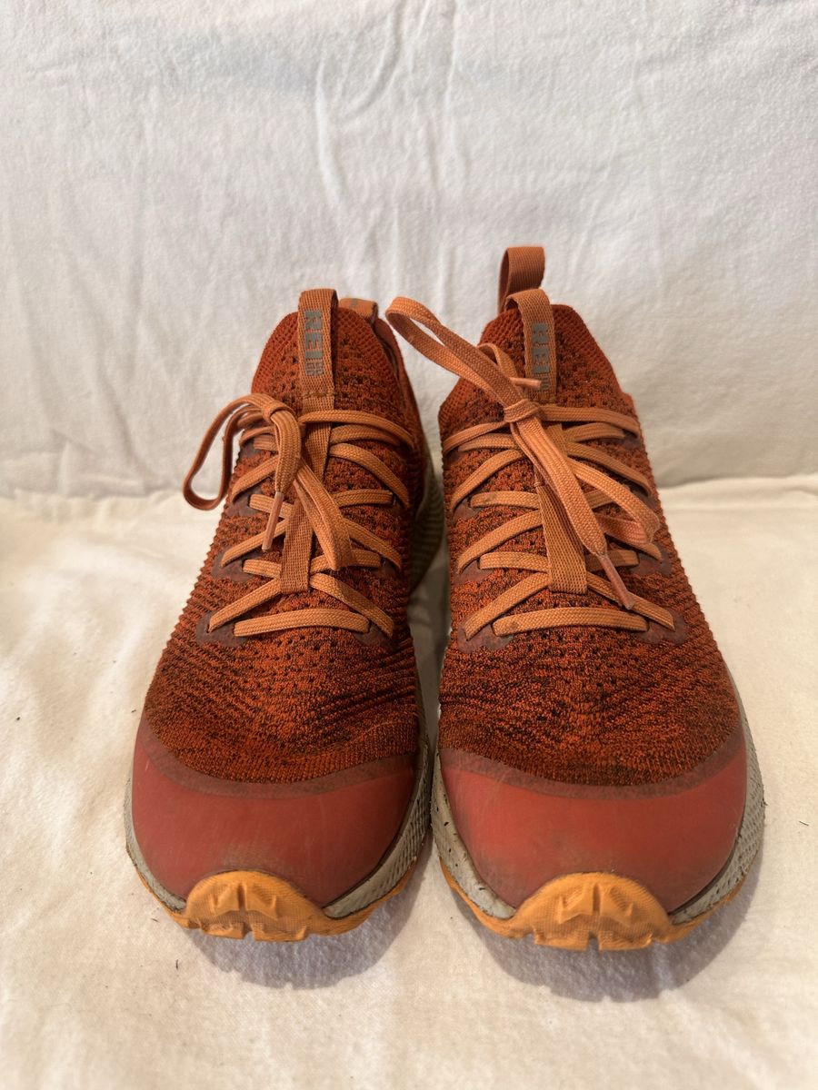 REI Co.op men’s size 8.5 orange/black variegated woven trail shoes