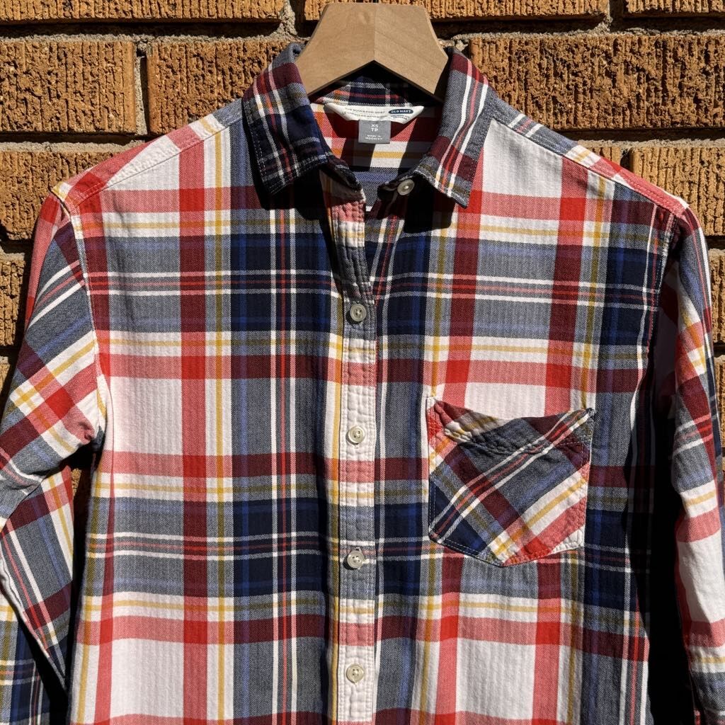OLD NAVY The Boyfriend Plaid Button-up Shirt - Womens XS - Cotton