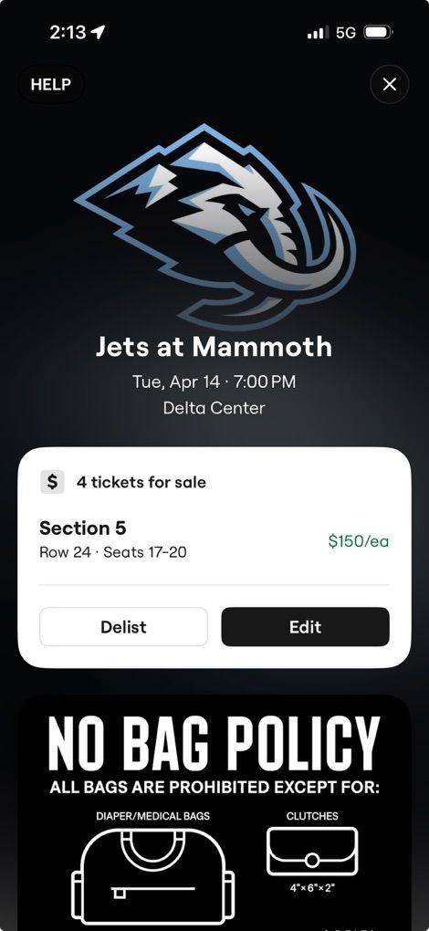 Jets @ mammoth Tickets 4/14