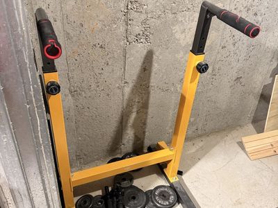 Adjustable Squat Rack with Weight Plates and Dumbbell Bars - Ideal for Home Gym