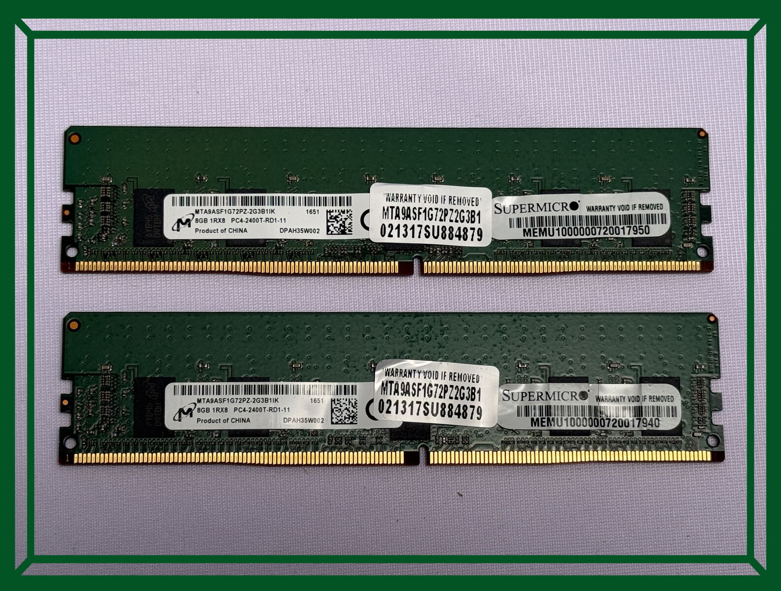 RAM 16GB (x2) Micron 8GB PC4-19200 DDR4-2400MHz ECC 288-Pin DIMM 1.2V Single Rank Memory Module