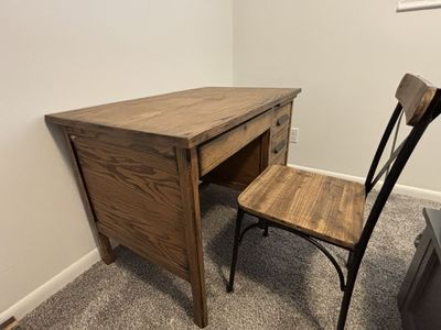 Wooden Desk, Chair and Cusion