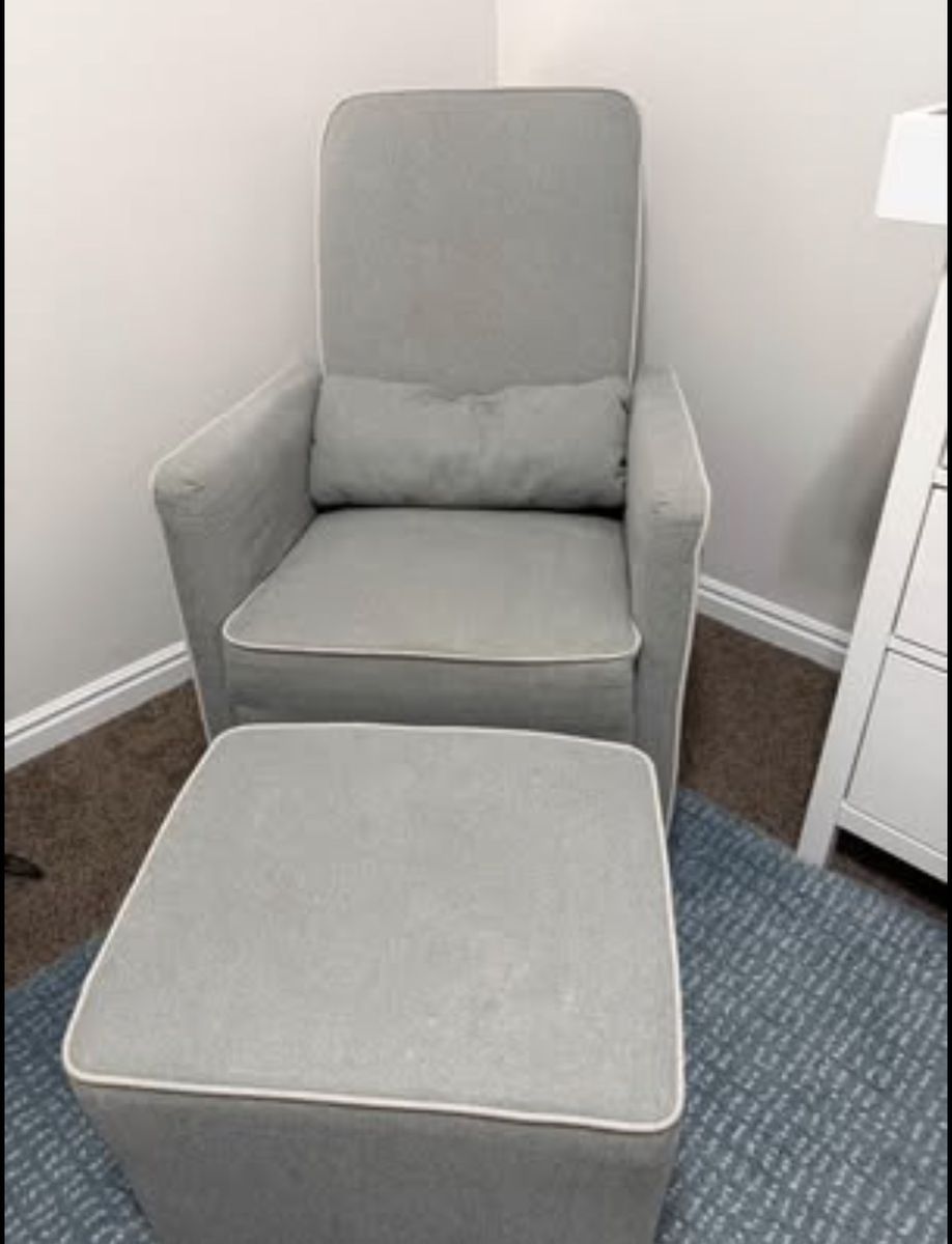 DaVinci Olive Upholstered Swivel Glider and Ottoman Set - Grey