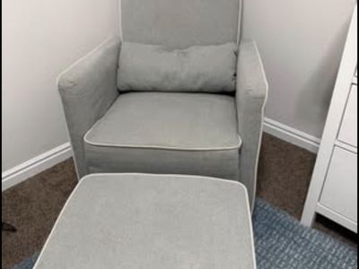 DaVinci Olive Upholstered Swivel Glider and Ottoman Set - Grey