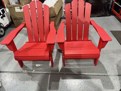 Serwell Foldable Red Adirondack Chair (2)