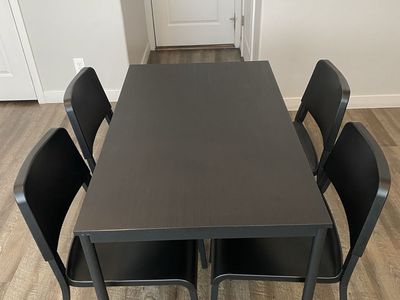 Four Person IKEA Dining Table with Stackable Chairs
