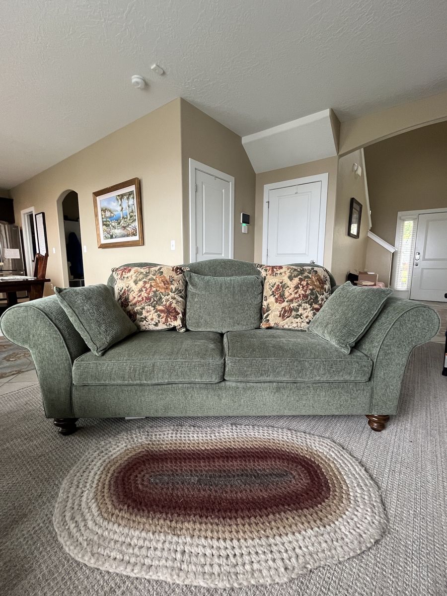 Cozy Olive Green Vintage Cottagecore Couch