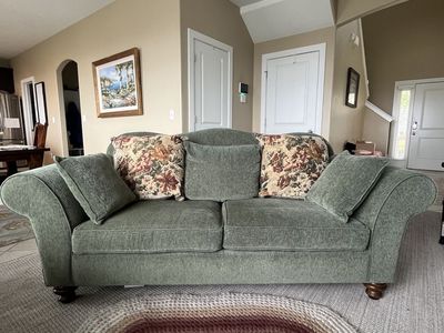 Cozy Olive Green Vintage Cottagecore Couch