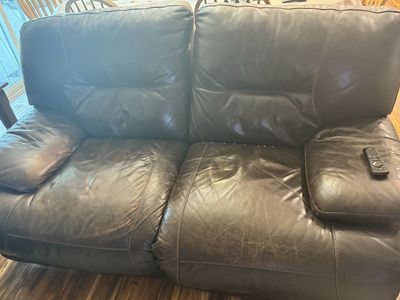 Leather couch and loveseat.