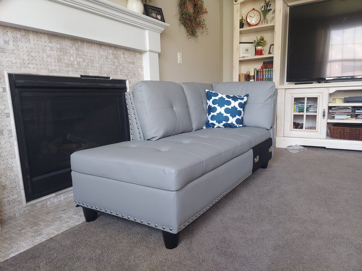 Gray Leather Couch