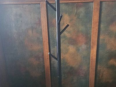 Freestanding Black Wood Coat Rack Stand with 8 Hooks - Entryway Hall Tree