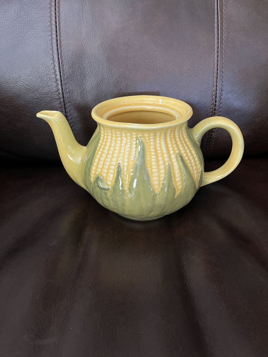 1950's -1960's Yellow and Green Shawnee Corn King Tea Pot - Vintage