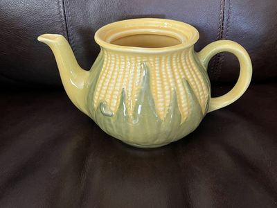 1950's -1960's Yellow and Green Shawnee Corn King Tea Pot - Vintage