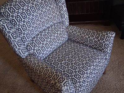 Stylish Patterned Accent Chair - Black & White Upholstered Armchair