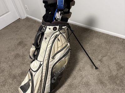 Golfsmith and Golfgear drivers and Top Flite iron set in Callaway bag