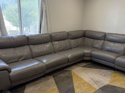 Modern leather sectional with power recliners