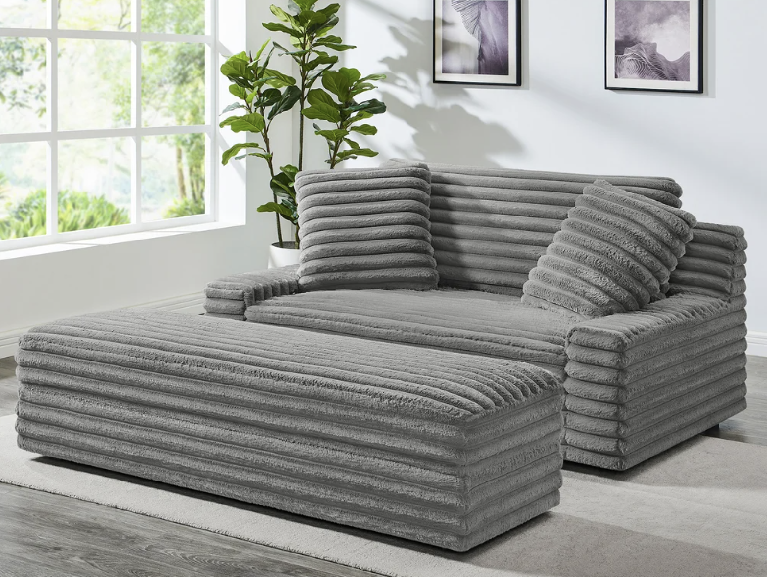 Thomasville Wills Oversized Cuddler Couch w/ Ottoman