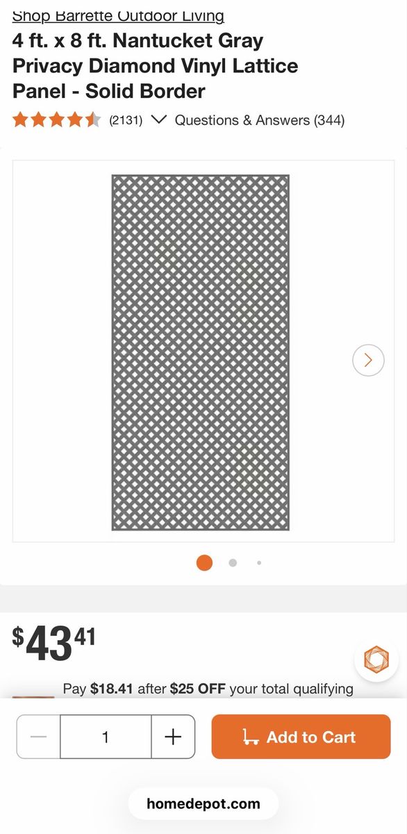 Brand new! Gray Vinyl Privacy panel 2 pcs 