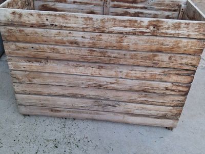 Large Rustic Wood Planter Box with Metal Grid Base for Garden or Patio