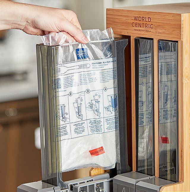 World Centric PLA Fork Refill Sleeve for World Centric Touchless Cutlery Dispenser - 1,000/Case