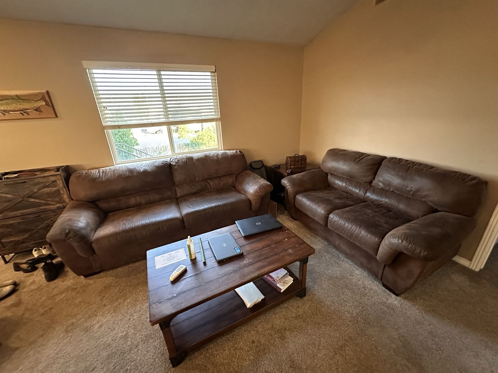 Used Brown Microfiber Sofa and Loveseat  set