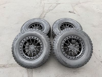 New 285/70r17 Mickey Thompson Baja Boss AT Black Arena Mission 6x135 Ford F150 Expedition Wheels and Tires 3 peak snow flake