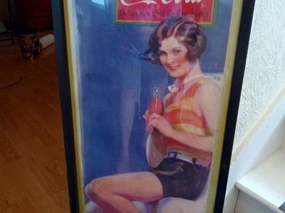 Vintage Coca-Cola "Delicious and Refreshing" Flapper Girl Framed Wall Art Print