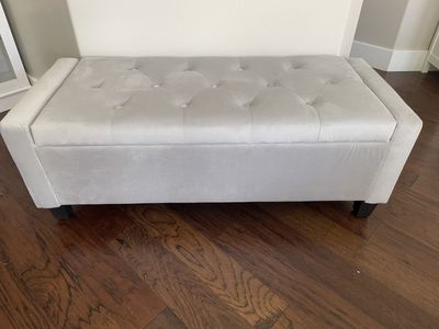 Brand New 48" wide Light Grey Fabric Upholstered Rectangle Storage Ottoman Bench