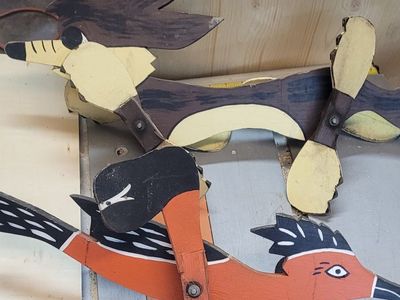 Handmade Wooden Roadrunner & Coyote Whirligig Garden/Yard Decor Wind Spinner Folk Art