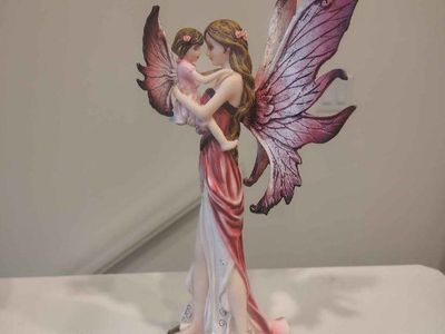 Mother and Child Fairy Figurine with Wings Decorative Statue