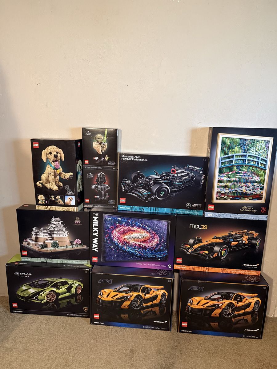 New LEGO McLaren P1 & F1, Lamborghini Sián, Mercedes-AMG F1, Architecture, Art, Star Wars, golden retriever puppy, & Milky Way