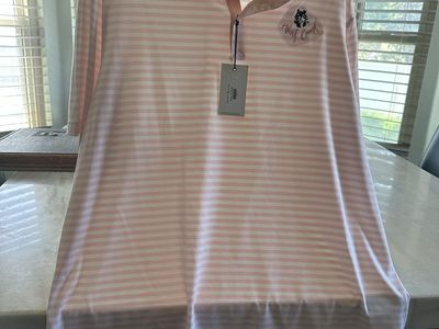 Adidas AdiPure Men's 2XL Pink Striped Golf Polo Wolf Creek Logo