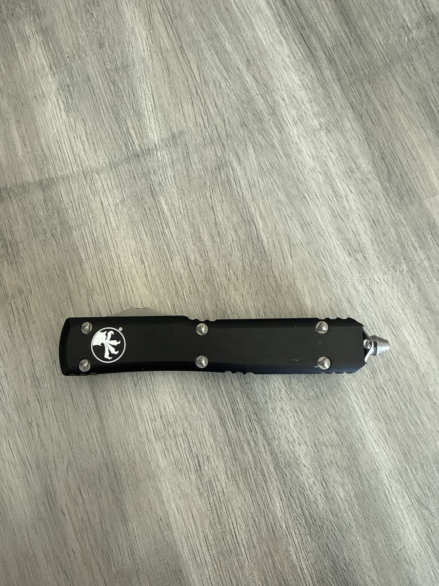 Microtech Ultratech Black Tanto Serrated Blade OTF Automatic Knife