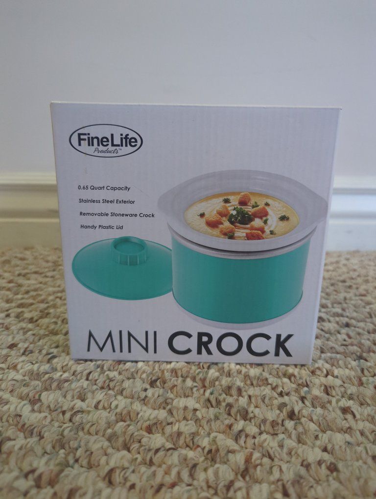 FineLife Mini Crock 0.65 Quart Slow Cooker with Removable Stoneware Crock & Lid