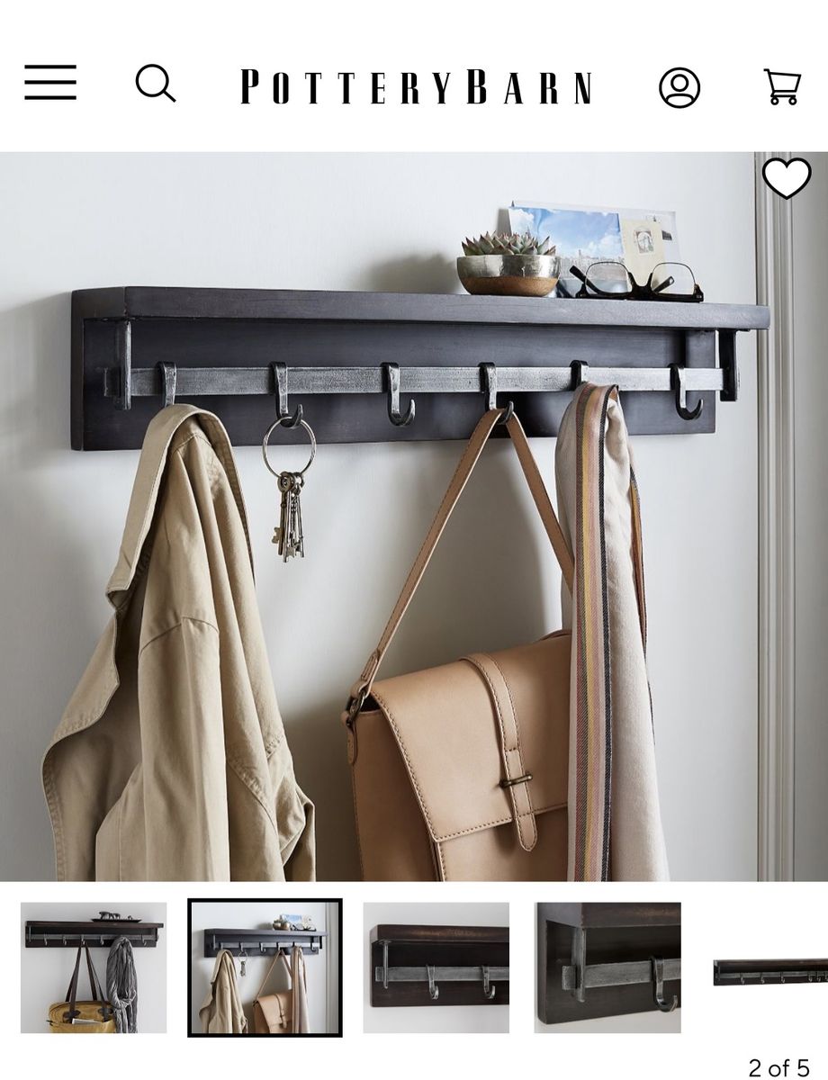 Pottery Barn Duncan 6 Hook 30” Shelf