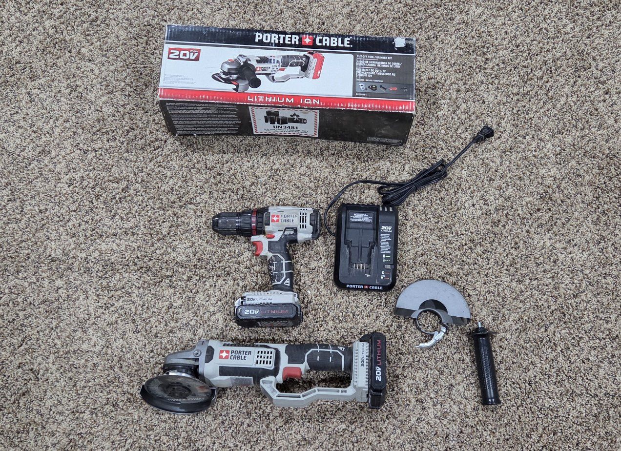 Porter Cable Cordless Grinder Drill 2 Batteries and Charger