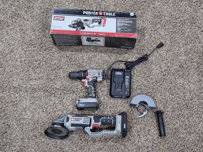 Porter Cable Cordless Grinder Drill 2 Batteries and Charger