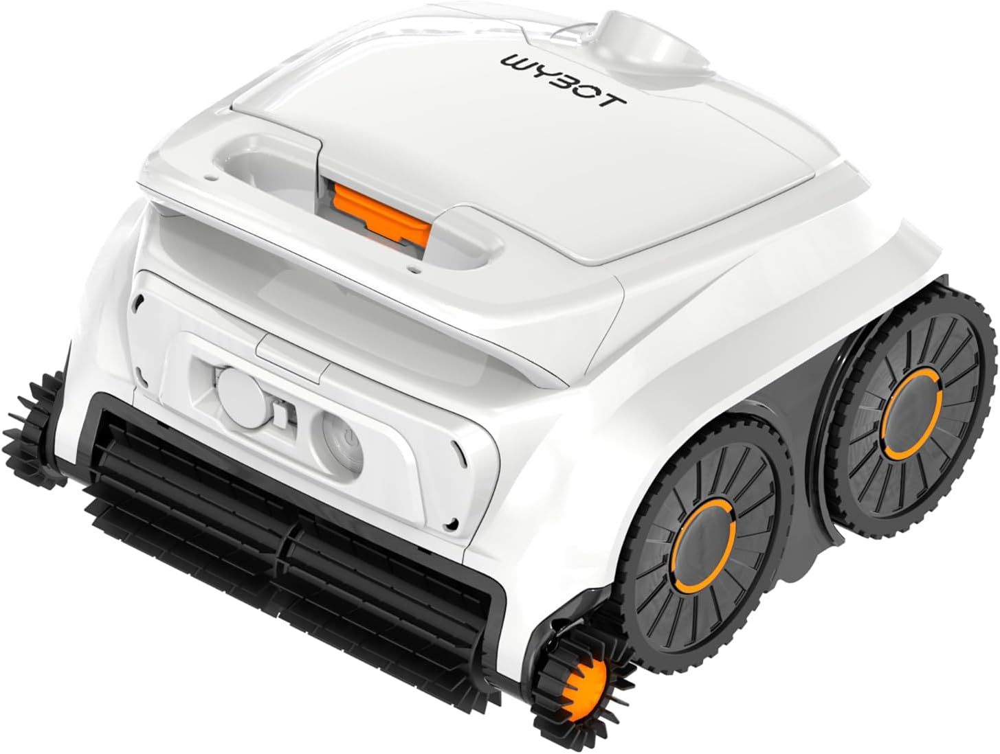 NEW Robotic Pool Vacuum Cleaner, Full Coverage Pool Cleaning with High Obstacle Crossing, Lightweight Pool Cleaner White Orange