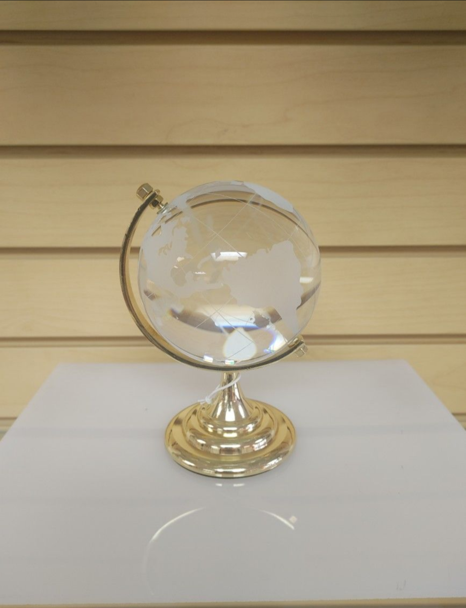 Solid Glass Globe figurine - $24.99 ( NEW ) gift, souvenir, display. Gold. ** Available in silver **