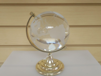Solid Glass Globe figurine - $24.99 ( NEW ) gift, souvenir, display. Gold. ** Available in silver **