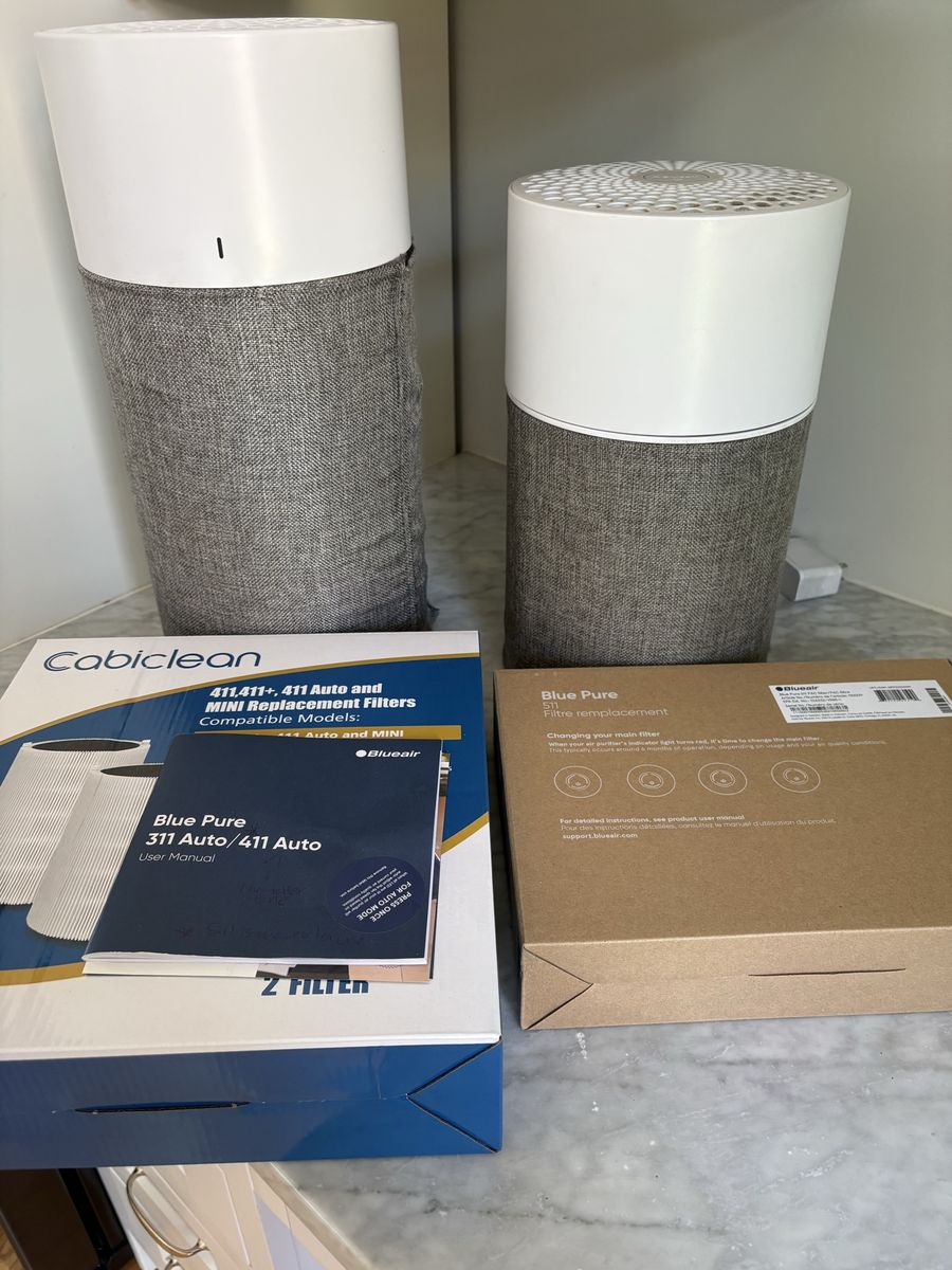 Blueair Blue Pure Air Purifier Lot with Replacement Filters and Manual