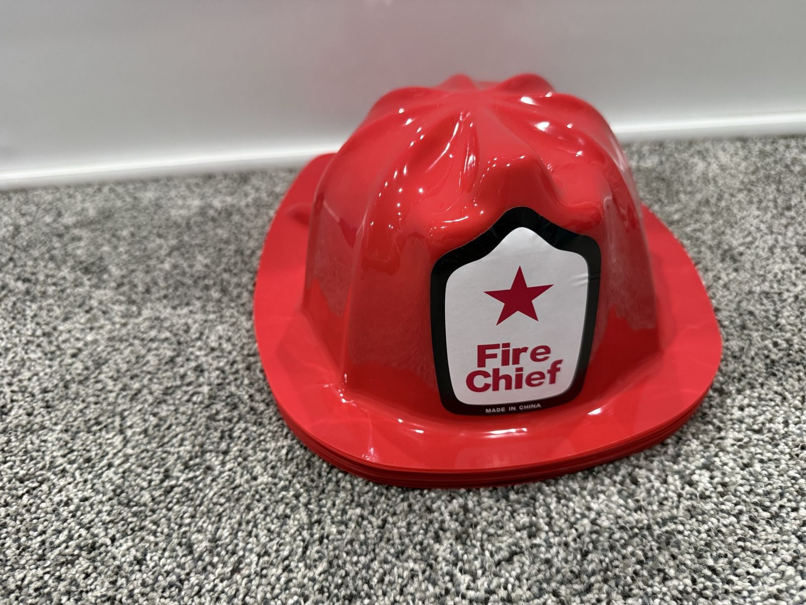 16 Red Plastic Fire Chief Costume Hat