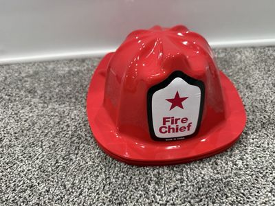 16 Red Plastic Fire Chief Costume Hat