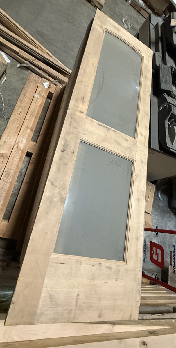 Unfinished Wood Door 2-Panel Glass 80x24