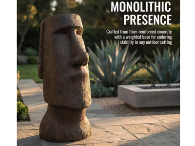 New in box, Moai 35.6 in. Gray Concrete Outdoor Garden Statue Sculpture