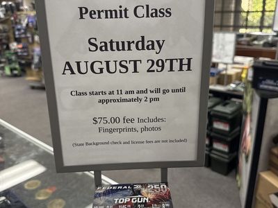 Concealed firearm permit class! August 29th!